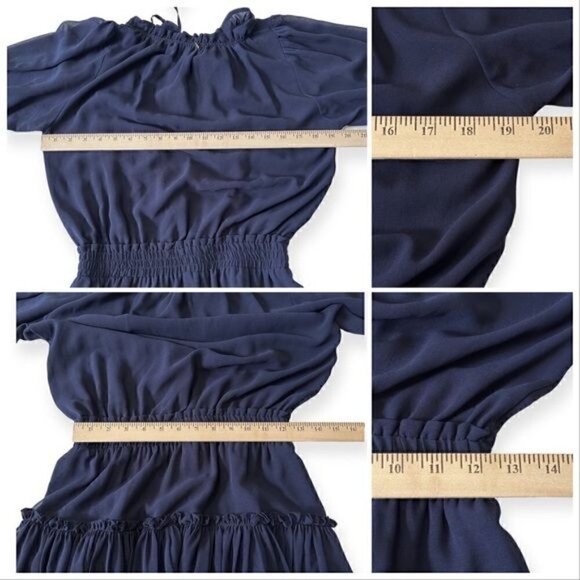 MISA Los Angeles Navy Ruffle Ximena Dress, Size - Picture 14 of 15